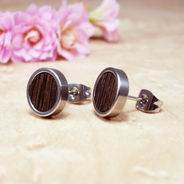 Dark wood earrings for women made from natural wenge