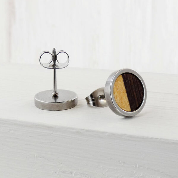 Stainless steel back of handmade wooden stud earrings