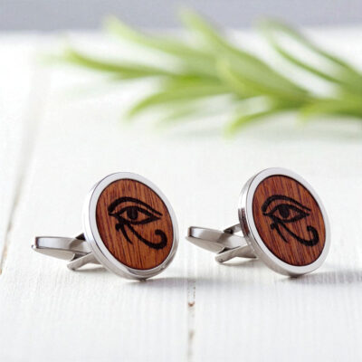 Eye of horus cufflinks featuring crisp engraving and polished fittings