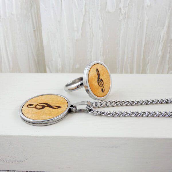 Handmade jewelry set for music lovers – necklace and ring for women