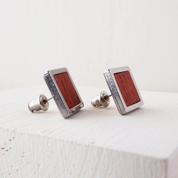 Square padauk wood earrings – handmade jewelry