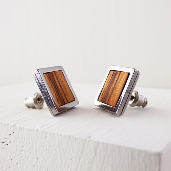 Zebrano striped wooden earrings for women