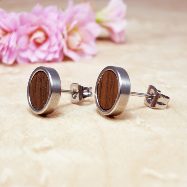 Walnut wood earrings for women – minimalist and warm