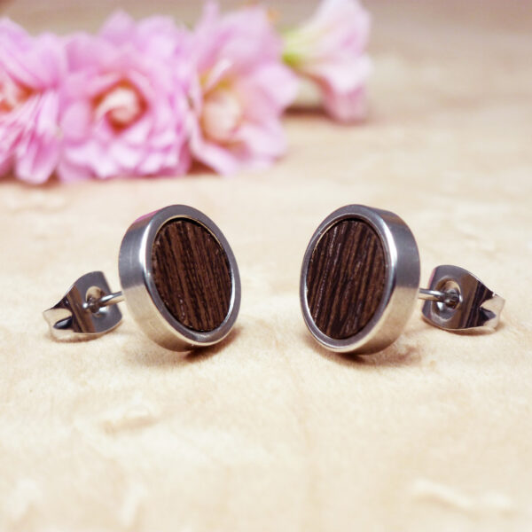 Handmade wenge stud earrings for women