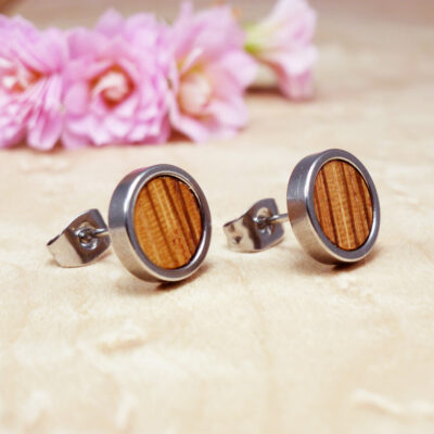 Handmade wood earrings for women with stainless steel