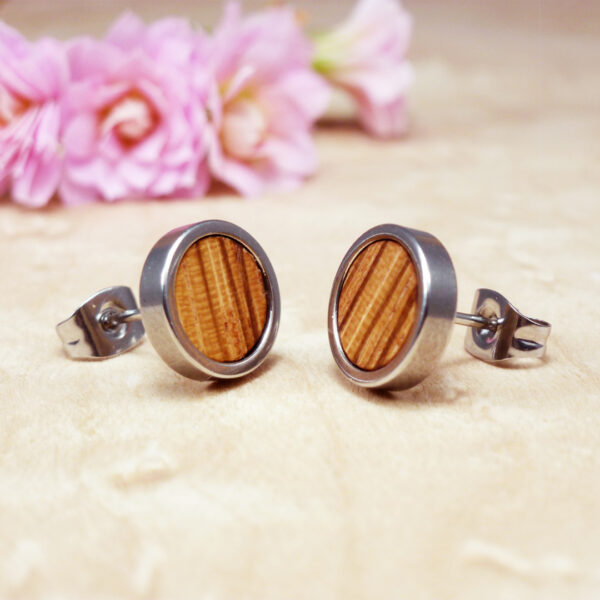 Zebrano wood earrings for women handcrafted with care